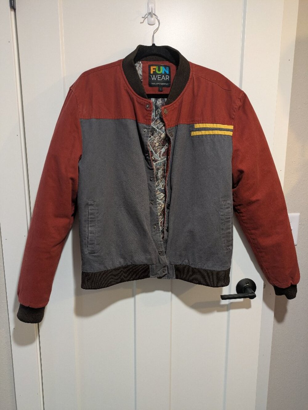 FUN.com Fun Wear Marvel Iron Man Secret Identity Canvas Snap Jacket Large
